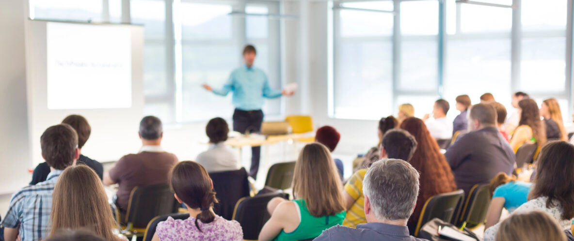 a large group participating in customer service training